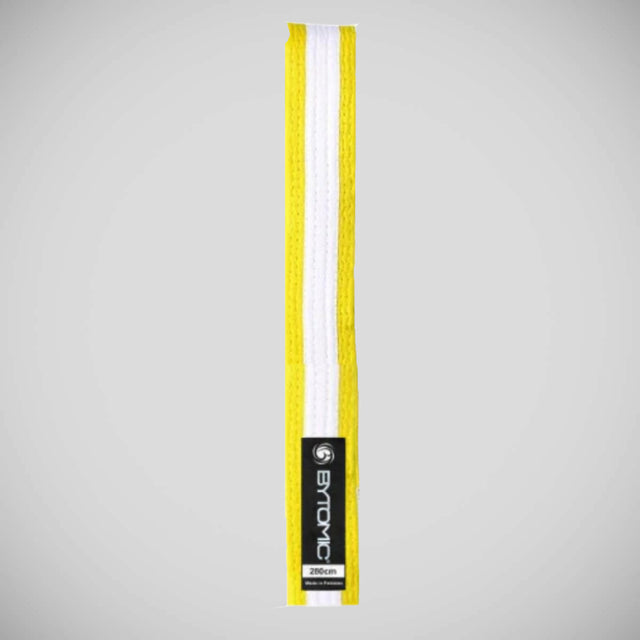 Yellow/White Stripe Bytomic 100% Cotton Martial Arts Belt at Bytomic Trade and Wholesale