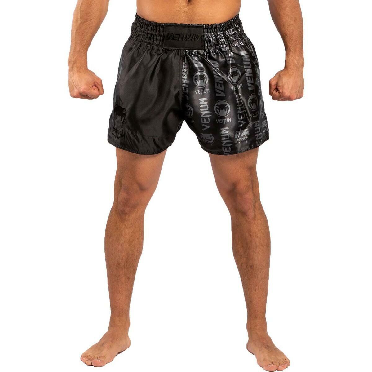 Black/Black Venum Logos Muay Thai Shorts at Bytomic Trade and Wholesale