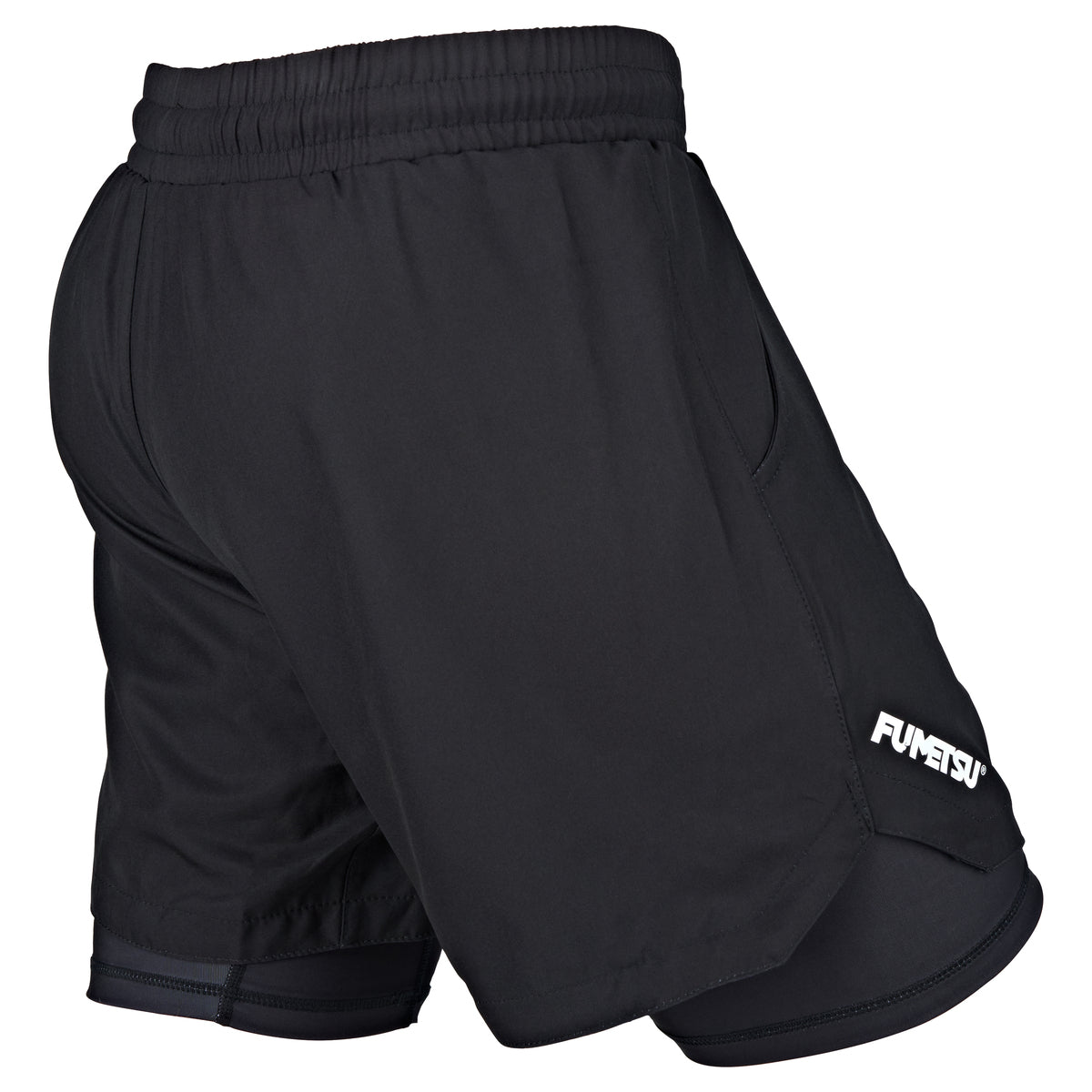 Black-Black Fumetsu Dual Layer Training Shorts    at Bytomic Trade and Wholesale
