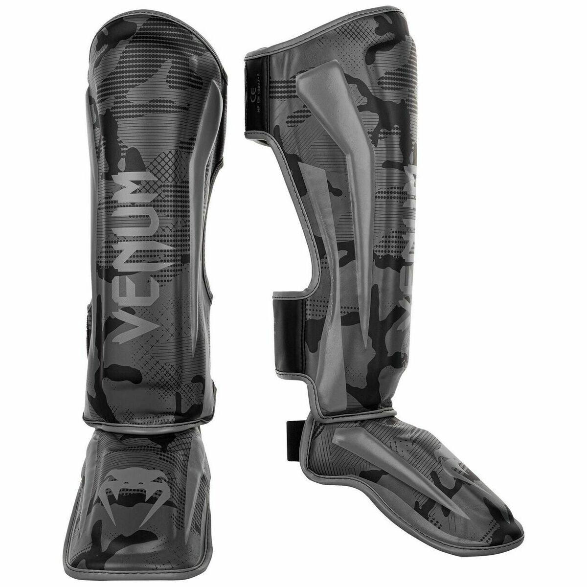 Black/Dark Camo Venum Elite Shin Guards at Bytomic Trade and Wholesale