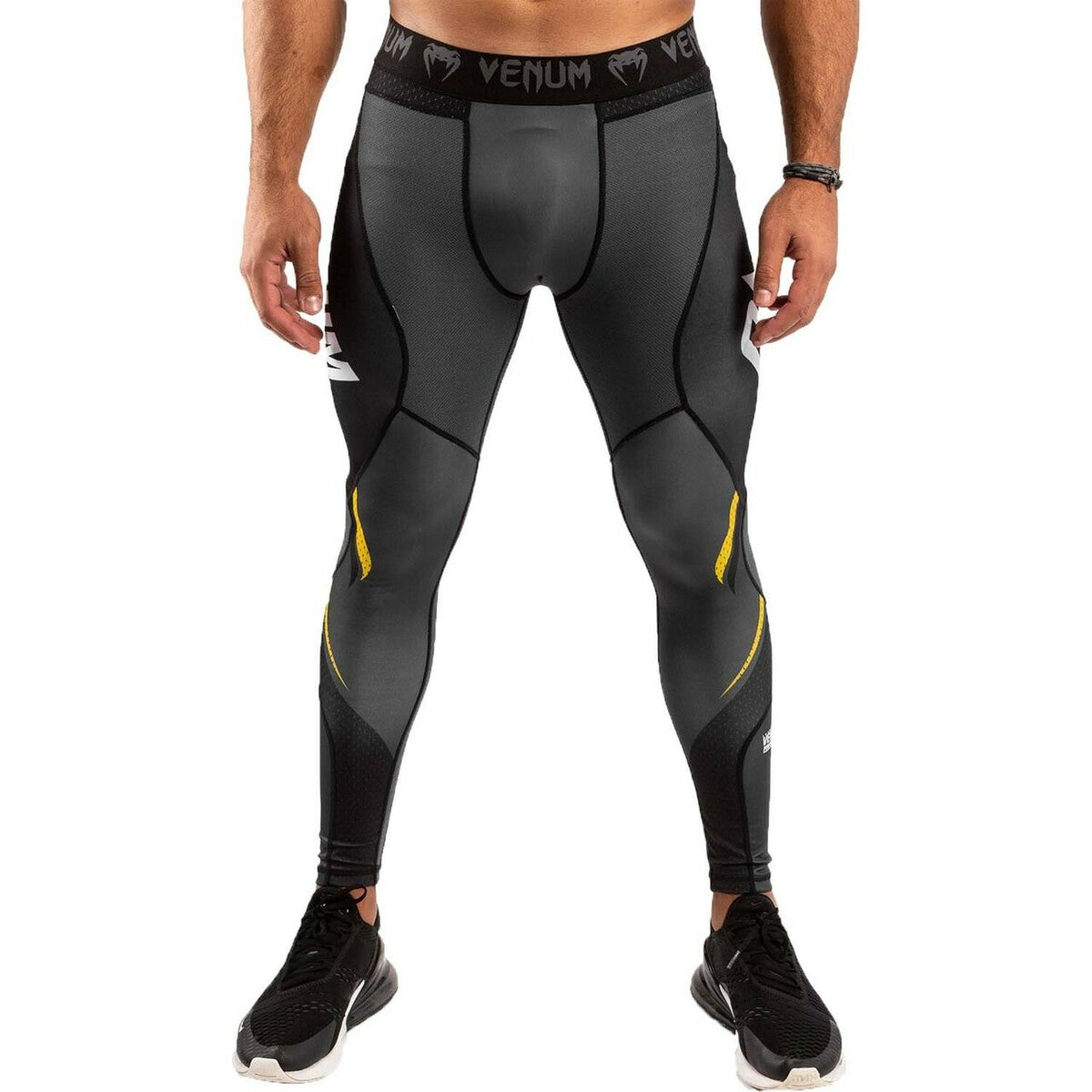 Venum One FC Impact Spats Grey/Yellow Small at Bytomic Trade and Wholesale