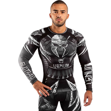 Black-White Venum GLDTR 4.0 Long Sleeve Rash Guard    at Bytomic Trade and Wholesale