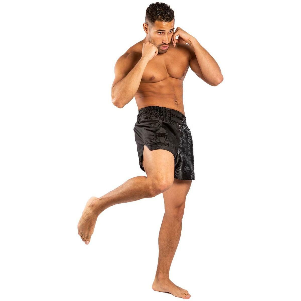 Black/Black Venum Logos Muay Thai Shorts at Bytomic Trade and Wholesale