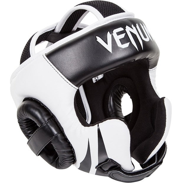 Black/White Venum Challenger v2 Hook & Loop Head Guard at Bytomic Trade and Wholesale