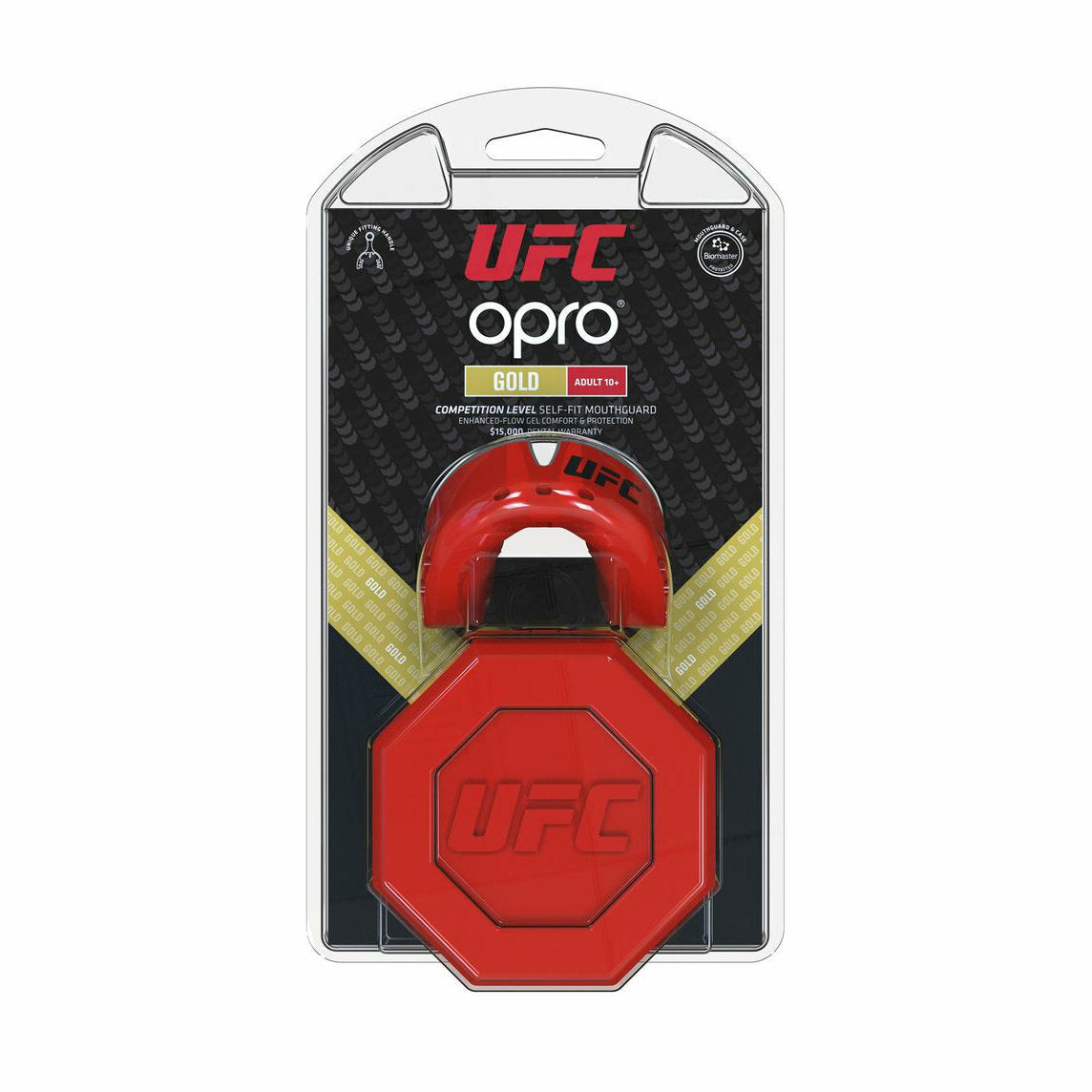 Red Metal-Silver Opro Junior UFC Gold Mouth Guard Red at Bytomic Trade and Wholesale
