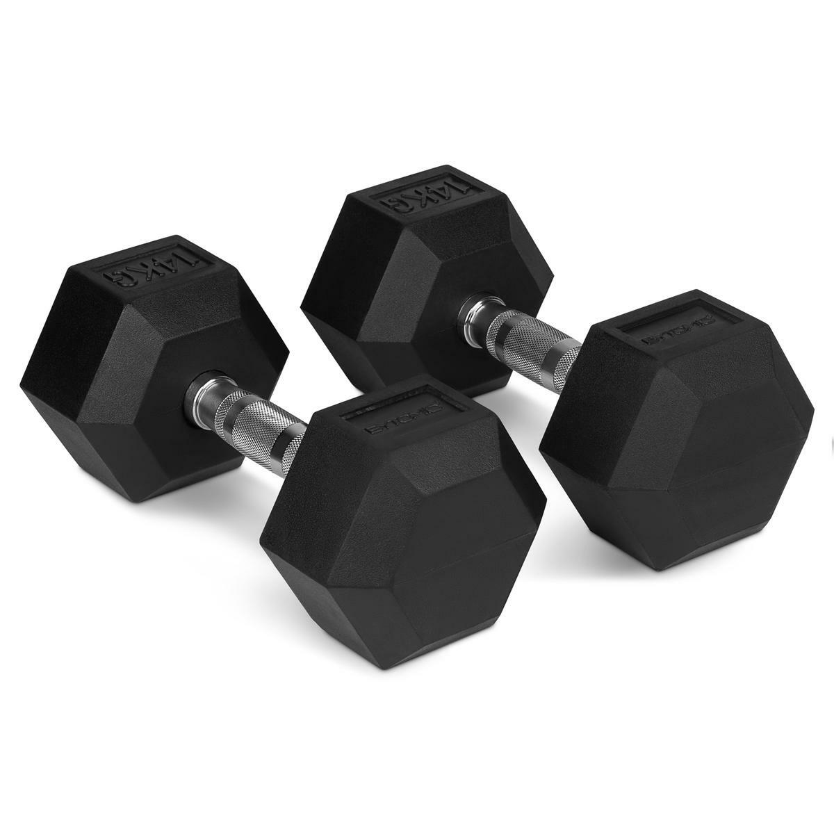 Black Bytomic Rubber 14kg Hexagon Dumbbell Set at Bytomic Trade and Wholesale