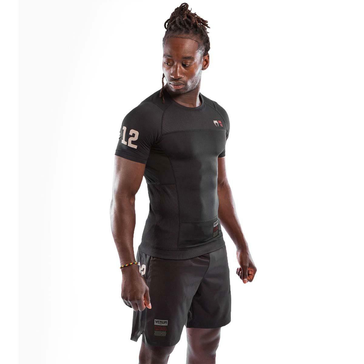 Black Venum Loma 08-12 Short Sleeve Rash Guard    at Bytomic Trade and Wholesale