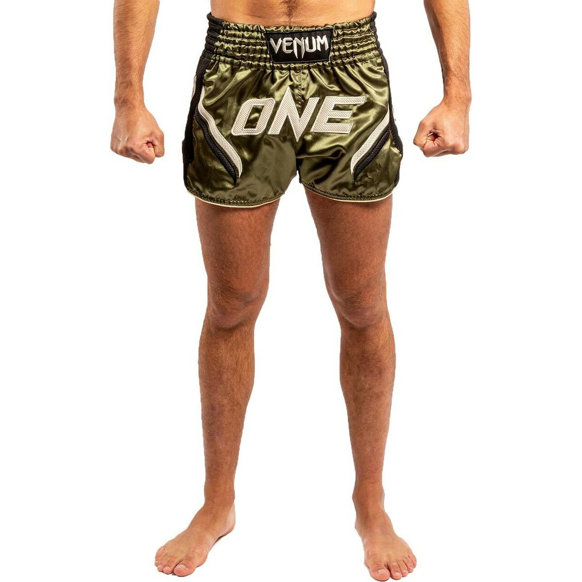 Venum One FC Impact Muay Thai Shorts Black/Khaki XS at Bytomic Trade and Wholesale