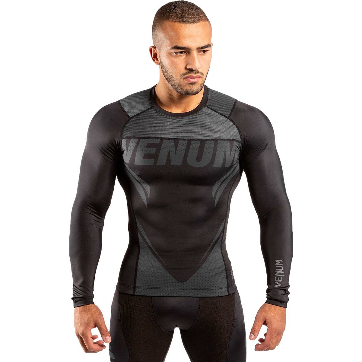 Venum One FC Impact Long Sleeve Rash Guard Black/Black Small at Bytomic Trade and Wholesale