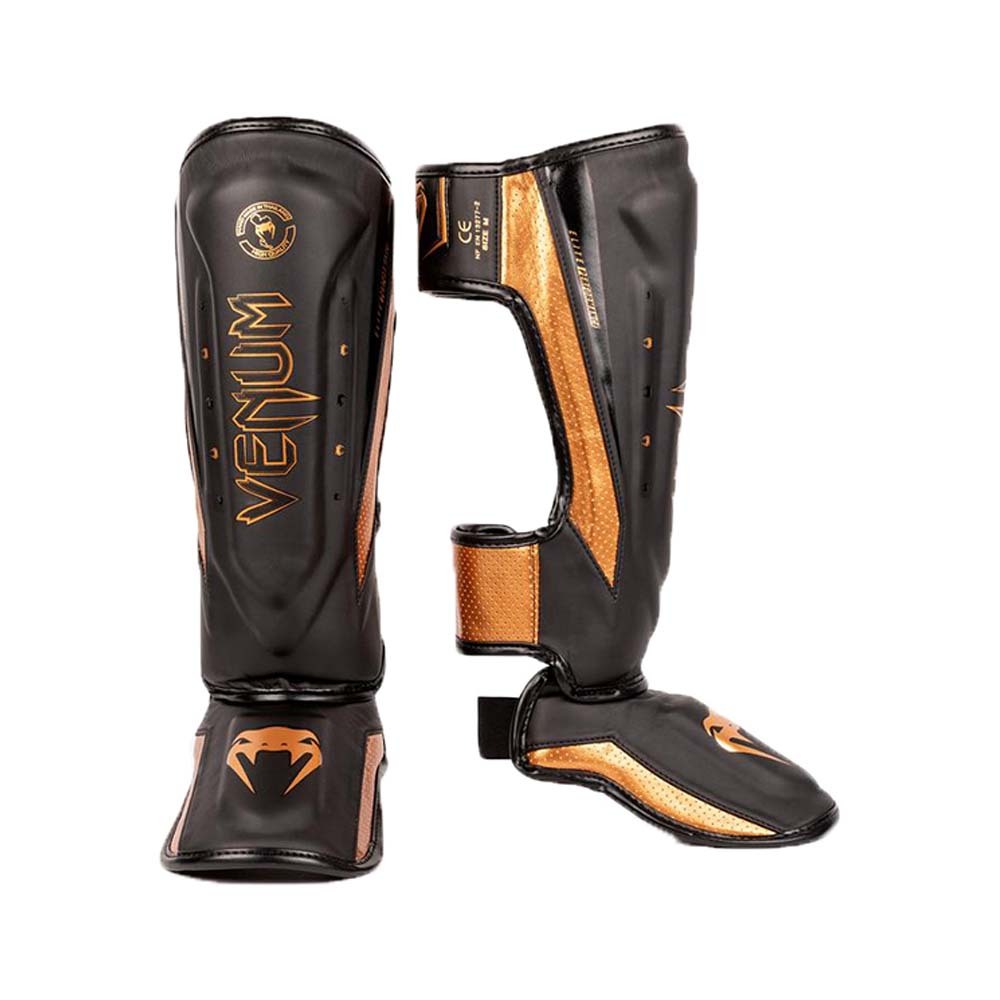 Black Venum Elite Evo Shinguards at Bytomic Trade and Wholesale