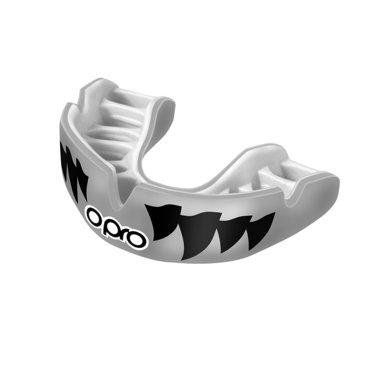 Silver-White Opro Power Fit Aggression Jaws Mouthguard at Bytomic Trade and Wholesale
