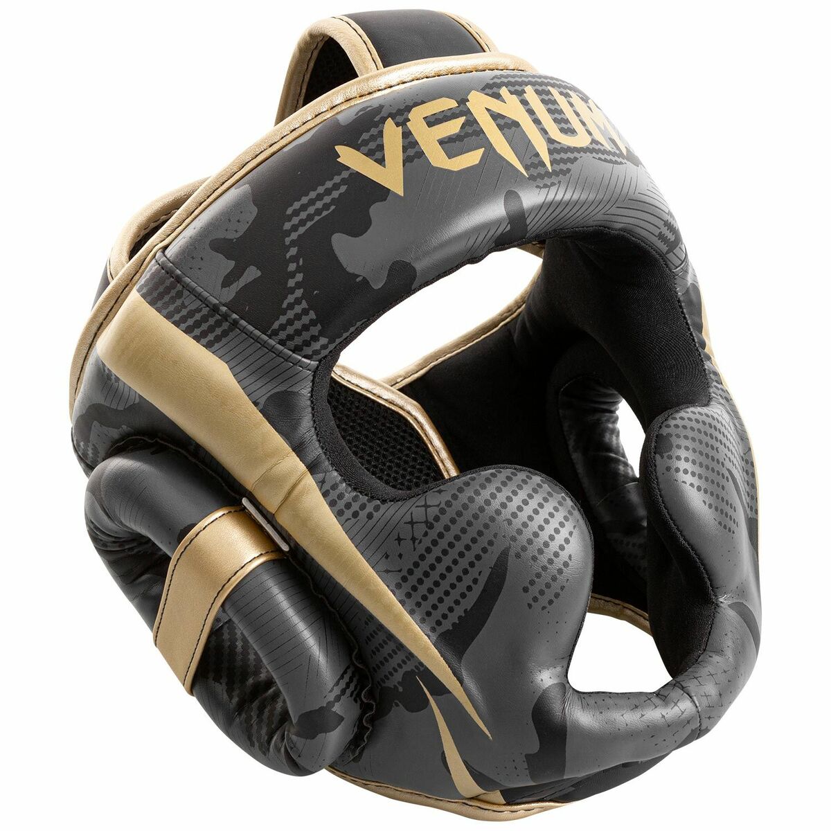 Dark Camo/Gold Venum Elite Head Guard at Bytomic Trade and Wholesale