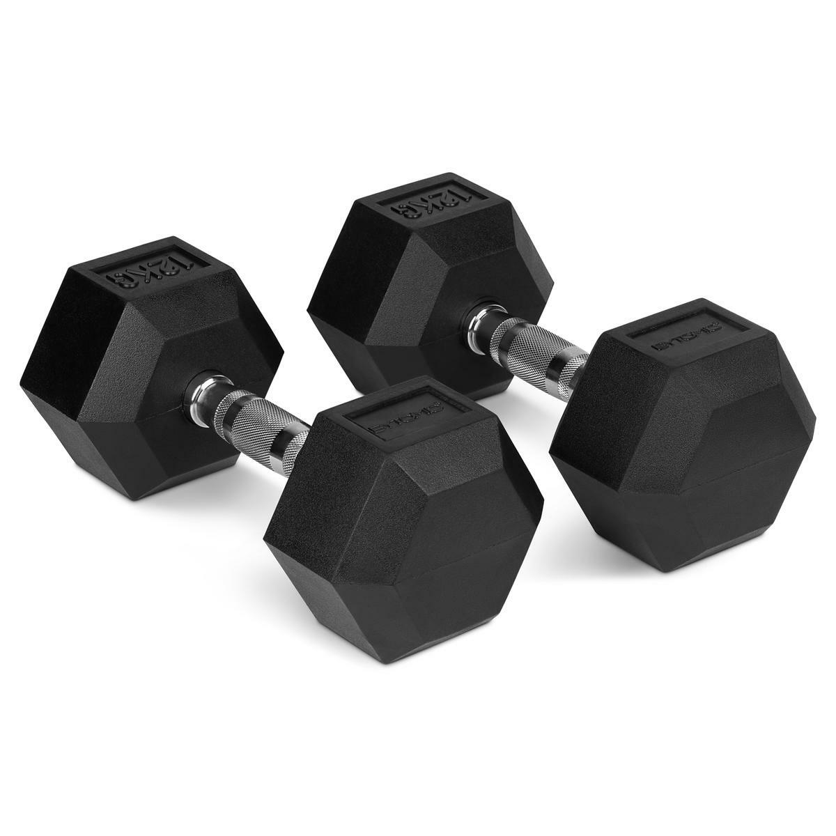 Black Bytomic Rubber 12kg Hexagon Dumbbell Set at Bytomic Trade and Wholesale