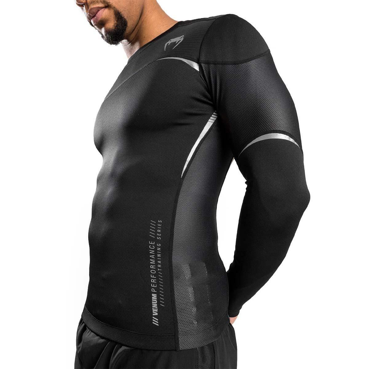 Black/Grey Venum Tempest 2.0 Long Sleeve Rash Guard at Bytomic Trade and Wholesale