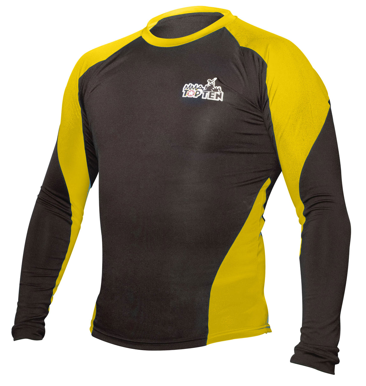 TOP TEN MMA Rash Guard long sleeve blackyellow Black - Yellow XXL at Bytomic Trade and Wholesale
