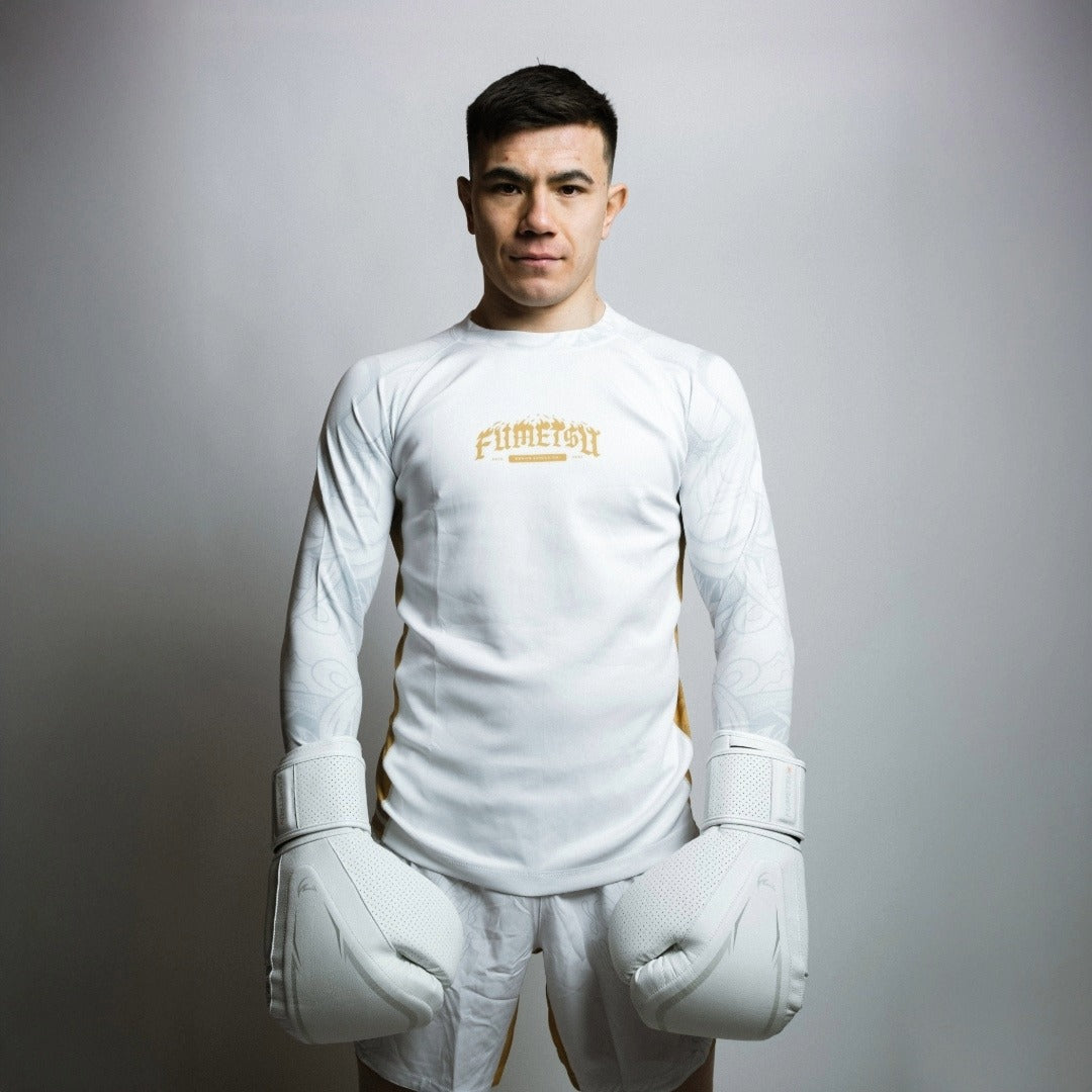 Alpha Pro MK2 Boxing Gloves White Photoshoot 6