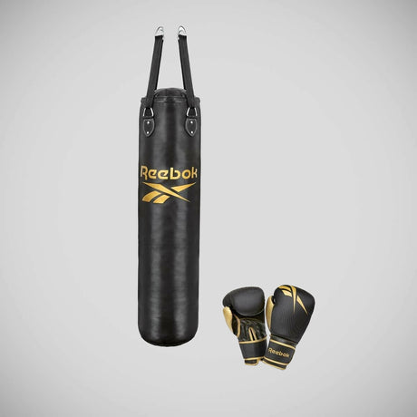 Reebok 4ft Punch Bag and Boxing Gloves Black/Gold    at Bytomic Trade and Wholesale