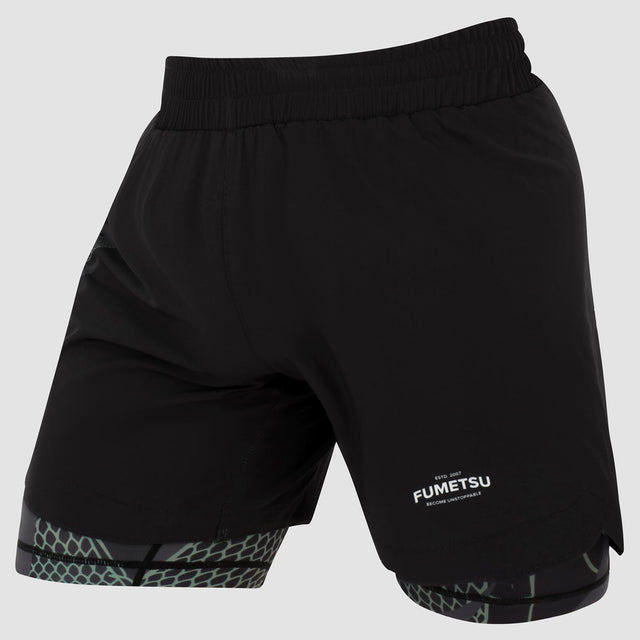 Fumetsu Anaconda Womens Dual Layer Fight Shorts Black/Khaki    at Bytomic Trade and Wholesale