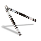 Black/Silver Bytomic 12" Striped Chrome Competition Nunchaku    at Bytomic Trade and Wholesale