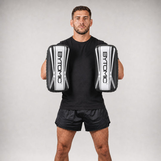 Black/White Bytomic Axis V2 Curved Thai Pads at Bytomic Trade & Wholesale 1