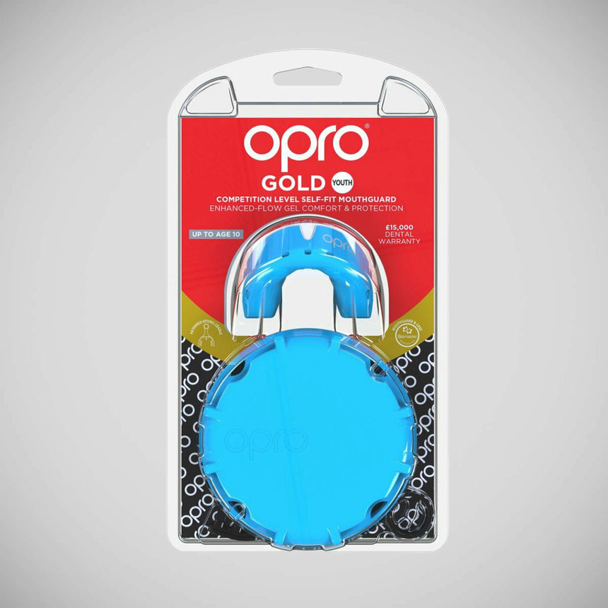 Sky Blue/Pearl Opro Junior Gold Gen 4 Mouth Guard    at Bytomic Trade and Wholesale