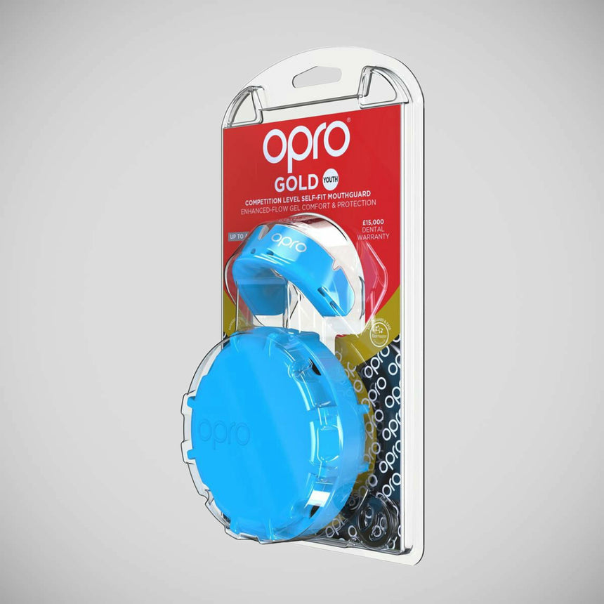 Sky Blue/Pearl Opro Junior Gold Gen 4 Mouth Guard    at Bytomic Trade and Wholesale