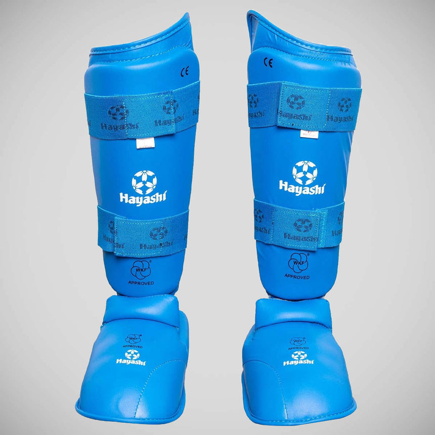 Hayashi WKF Approved Karate Shin-Instep Guard Blue    at Bytomic Trade and Wholesale