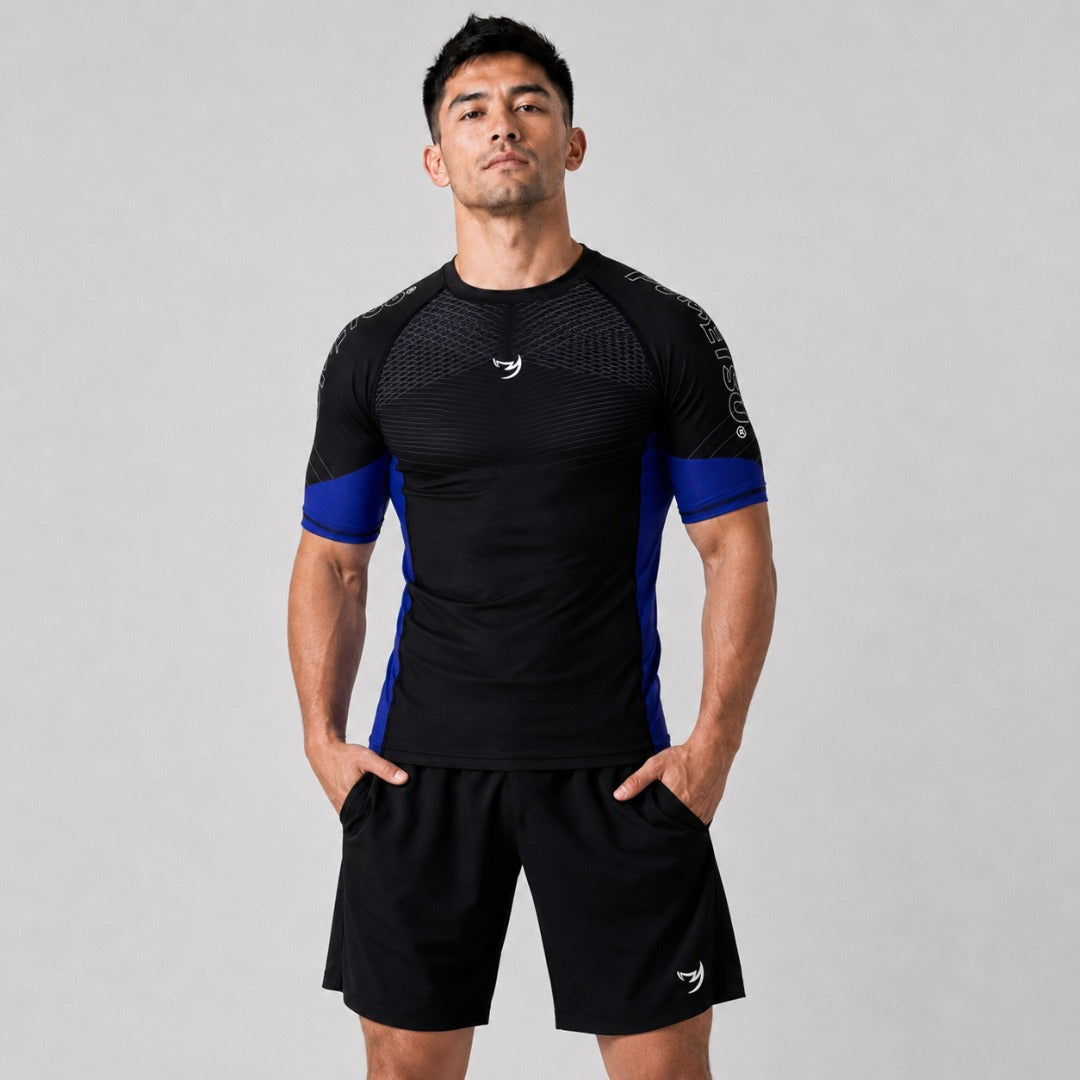 Fumetsu Competitor MK2 Short Sleeve Rash Guard Black/Blue