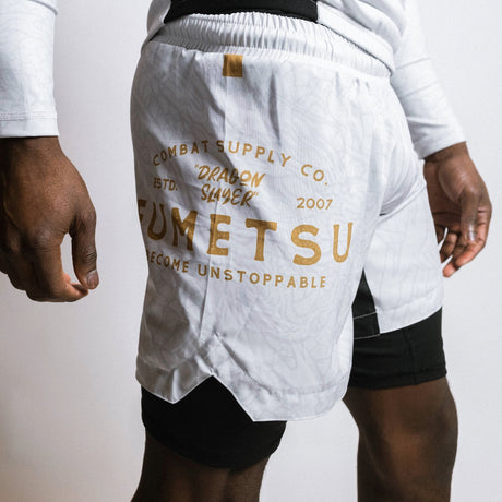 Fumetsu Dragon Slayer Dual Layer Shorts White/Black/Gold at Bytomic Trade and Wholesale