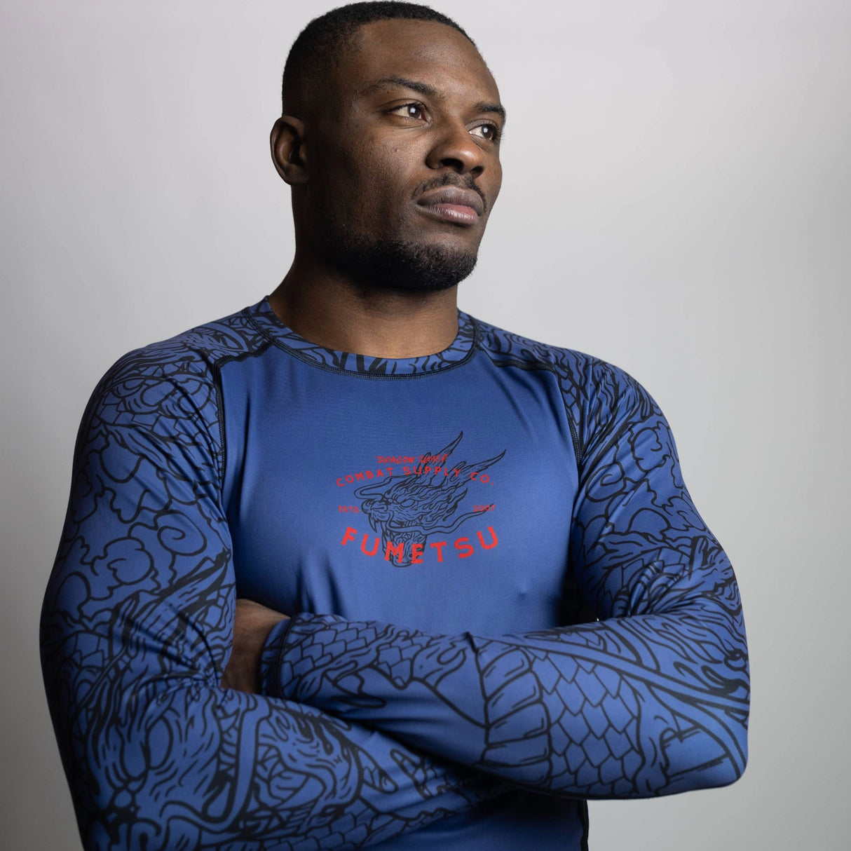 Fumetsu Dragon Slayer Long Sleeve Rash Guard Blue/Black/Red at Bytomic Trade and Wholesale