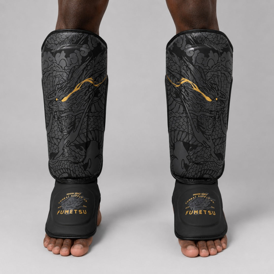 Fumetsu Dragon Slayer Shin Guards Black/Gold at Bytomic Trade & Wholesale 1