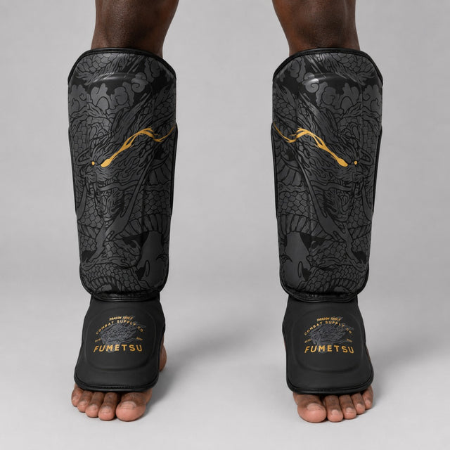 Fumetsu Dragon Slayer Shin Guards Black/Gold at Bytomic Trade & Wholesale 1