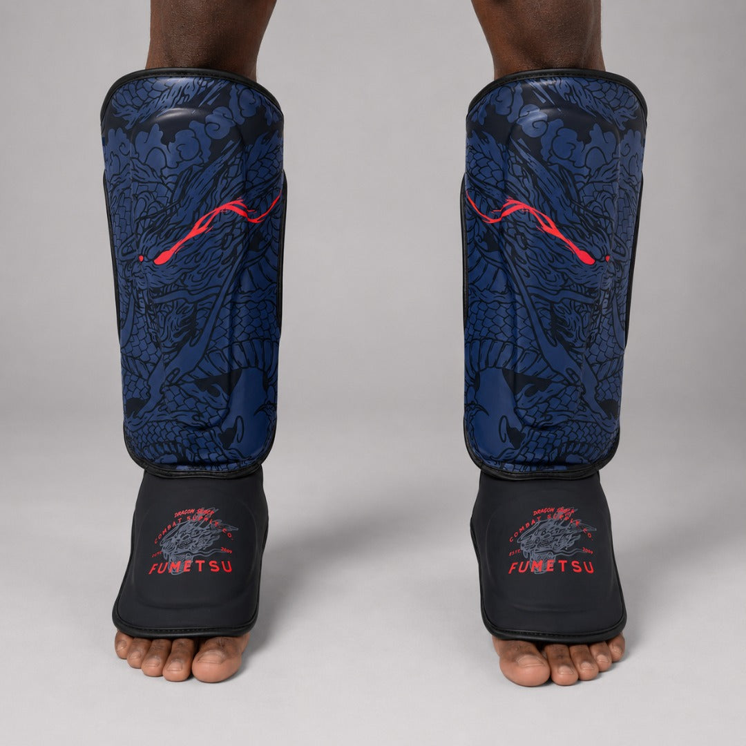 Fumetsu Dragon Slayer Shin Guards Blue/Black/Red at Bytomic Trade & Wholesale 1