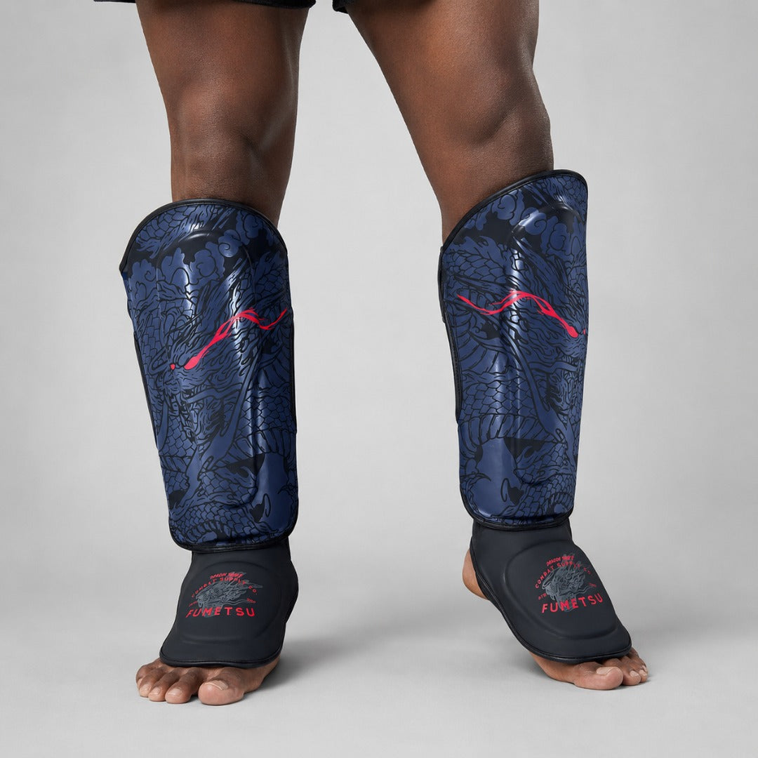 Fumetsu Dragon Slayer Shin Guards Blue/Black/Red at Bytomic Trade & Wholesale 2