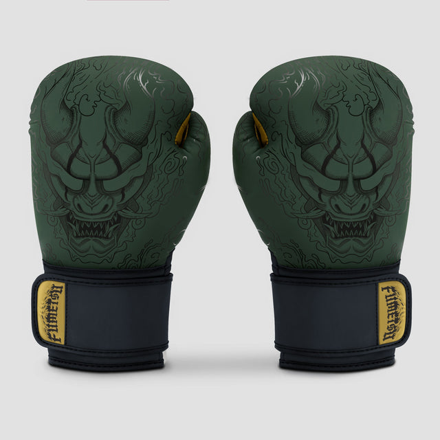 Fumetsu Oni Boxing Gloves Khaki/Black/Gold at Bytomic Trade and Wholesale