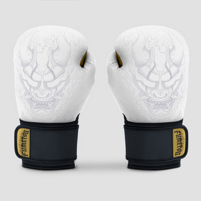 Fumetsu Oni Boxing Gloves White/Black/Gold at Bytomic Trade and Wholesale