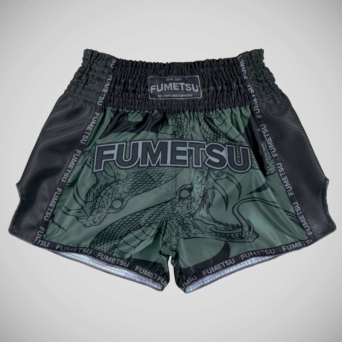 Fumetsu Anaconda Muay Thai Shorts Khaki/Black at Bytomic Trade and Wholesale