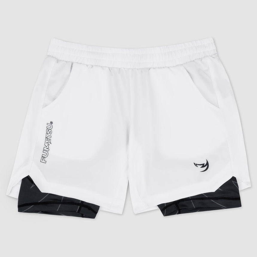 Fumetsu Icon Dual Layer Training Shorts White/Black    at Bytomic Trade and Wholesale