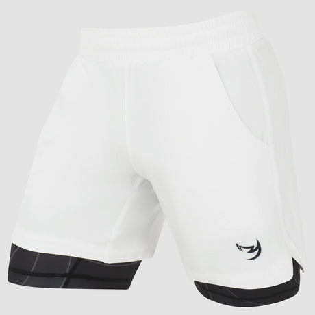 White/Black Fumetsu Icon Dual Layer Training Shorts    at Bytomic Trade and Wholesale