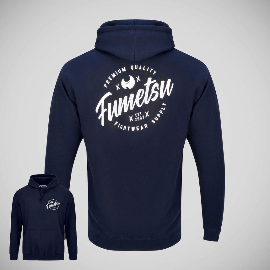 Navy Fumetsu Script Hoodie    at Bytomic Trade and Wholesale