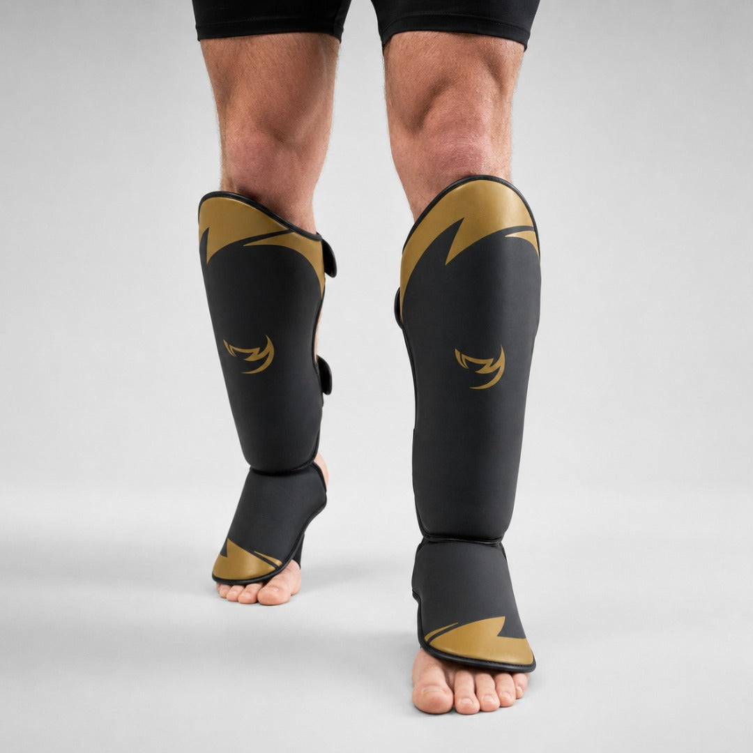 Fumetsu Ghost S3 Thai Shin Guards Black/Gold at Bytomic Trade & Wholesale 3