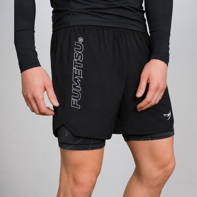 Icon Dual Layer Fight Shorts Black Hero Lifestyle
