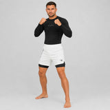Fumetsu Icon Dual Layer Fight Shorts White/Black with rash guard Lifestyle