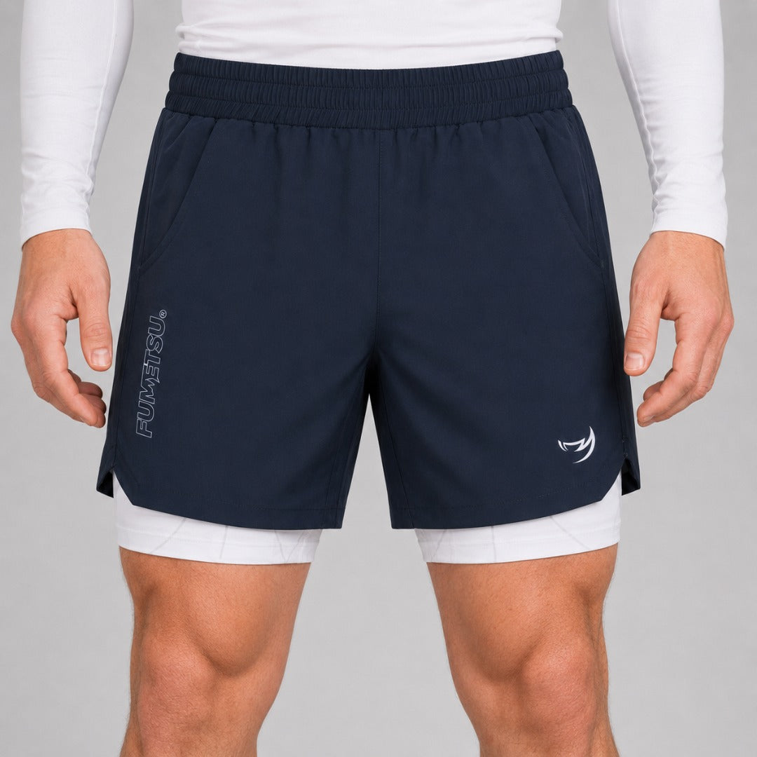 Icon Dual Layer Training Shorts Navy/White at Bytomic Trade & Wholesale 3