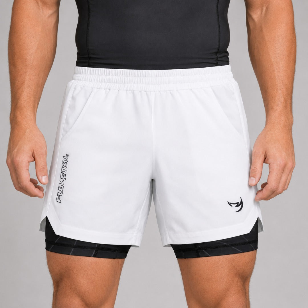 Icon Dual Layer Training Shorts White/Black at Bytomic Trade & Wholesale 1
