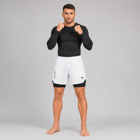 Icon Dual Layer Training Shorts White/Black at Bytomic Trade & Wholesale 2