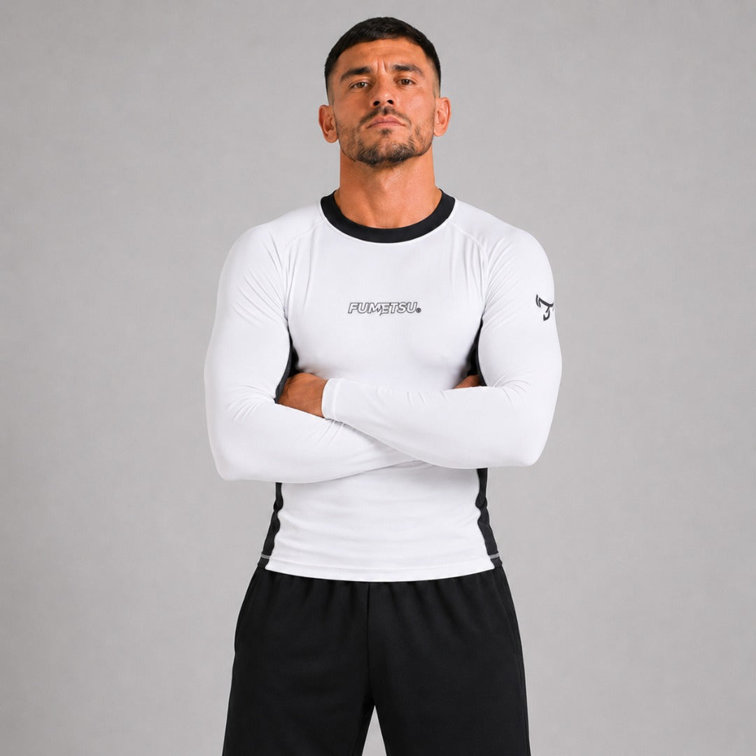 Fumetsu Icon Long Sleeve Rash Guard White/Black    at Bytomic Trade and Wholesale