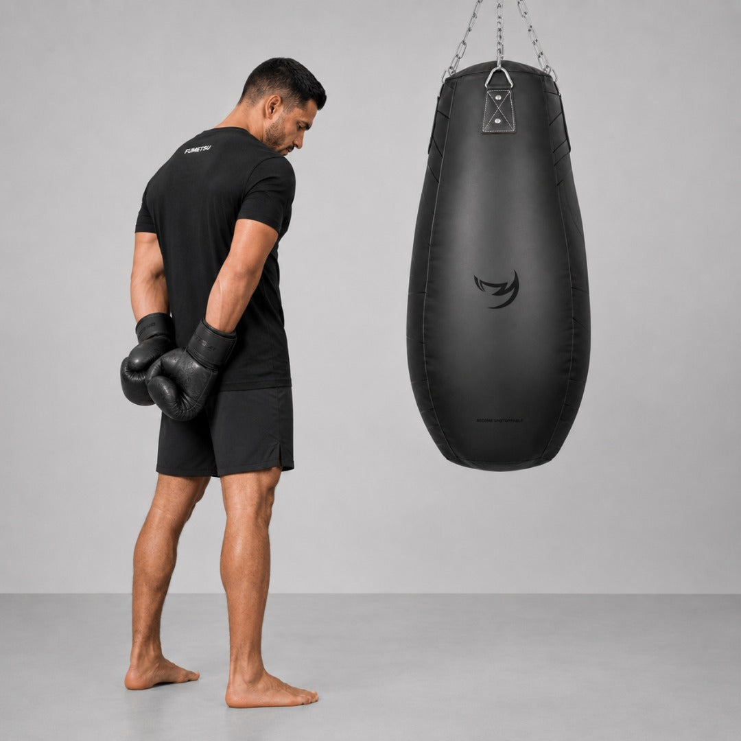 Fumetsu Icon Tear Drop Punch Bag Black/Black Photoshoot 5