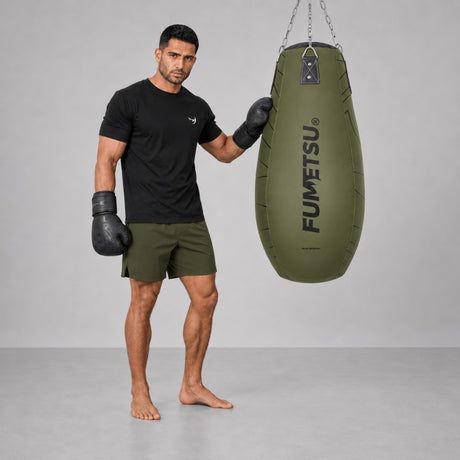 Fumetsu Icon Tear Drop Punch Bag Khaki Photoshoot 2