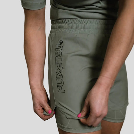 Fumetsu Icon Womens Dual Layer Fight Shorts Sand